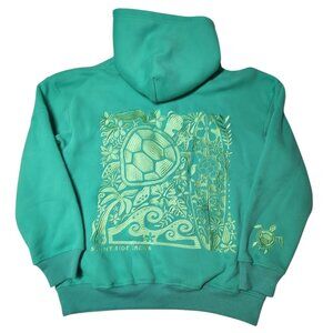 Sunny Side Crews Oversized Embroidered Turtle Graphic Hoodie Sweatshirt Large